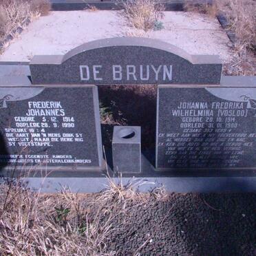 BRUYN Frederik Johannes, de 1914-1990 &amp; Johanna Fredrika Wilhelmina VOSLOO 1914-1980