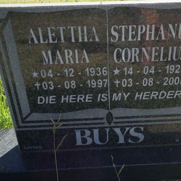 BUYS Stephanus Cornelius 1927-2005 &amp; Alettha Maria 1936-1997