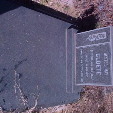 CLOETE Hester May nee VAN DER BIJL 1892-1976