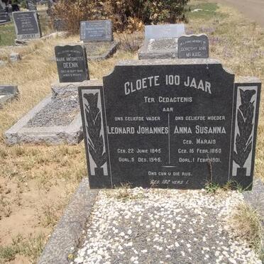 CLOETE Leonard Johannes 1845-1945 &amp; Anna Susanna MARAIS 1850-1901