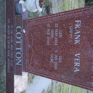 COTTON Frank 1934-2000 &amp; Vera 1934-