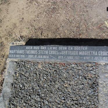 CROUS Gertruida Margretha 1912-1929 :: CROUS Marthinus Theunus Steyn 1916-1924 