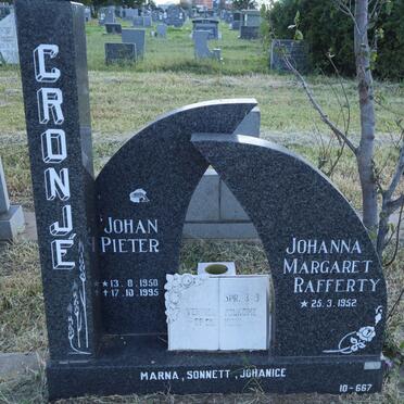 CRONJÉ Johan Pieter 1950-1995 &amp; Johanna Margaret Rafferty 1952-