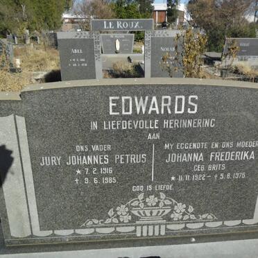 EDWARDS Jury Johannes Petrus 1916-1985 &amp; Johanna Frederika BRITS 1922-1976