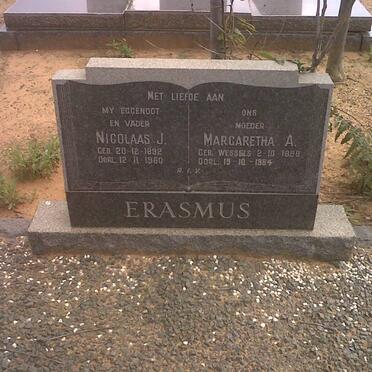 ERASMUS Nicolaas J. 1892-1960 &amp; Margaretha A. WESSELS 1898-1964