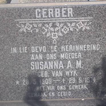 GERBER Susanna A.M. nee VAN WYK 1909-1974