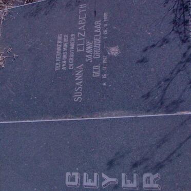 GEYER Pieter Johannes 1916-1989 &amp; Susanna Elizabeth GROBBELAAR 1917-2000