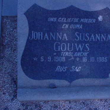 GOUWS Johanna Susanna nee TERBLANCHE 1908-1985