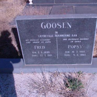 GOOSEN Fred 1899-1981 &amp; Popsy 1908-1985