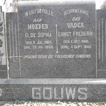GOUWS Ernst Frederik 1866-1945 &amp; Elsie Sophia 1865-1959