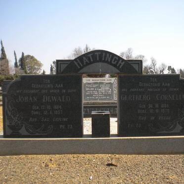 HATTINGH Johan Dewald 1884-1957 &amp; Gertberg Cornelia 1885-1970