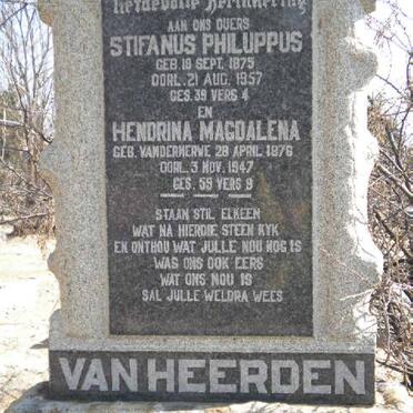 HEERDEN Stifanus Philippus, van  1875-1957 &amp; Hendrina Magdalena VAN DER MERWE 1876-1947