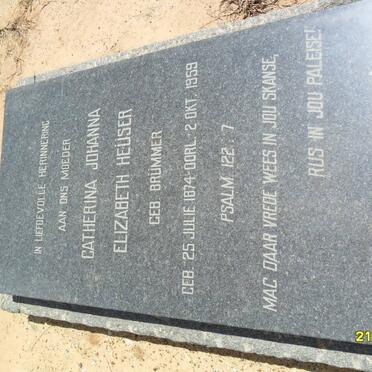 HEÜSER Catherina Johanna Elizabeth nee BRÜMMER 1874-1959