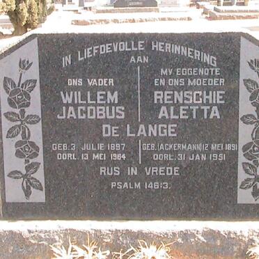 LANGE Willem Jacobus, de 1897-1964 &amp; Renschie Aletta ACKERMANN 1891-1951