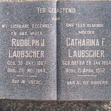LAUBSCHER Rudolph J. 1867-1944 &amp; Catharina F. BOTHA 1884-1952
