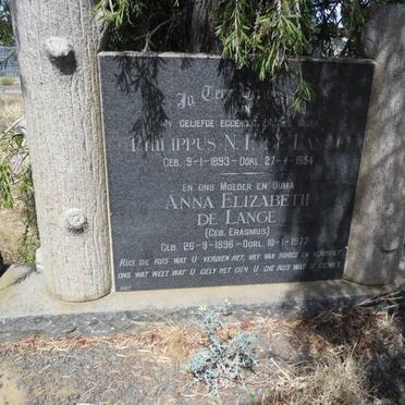 LANGE Philippus N.F., de 1893-1954 &amp; Anna Elizabeth ERASMUS 1896-1977