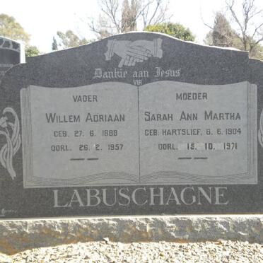 LABUSCHAGNE Willem Adriaan 1888-1957 &amp; Sarah Ann Martha HARTSLIEF 1904-1971