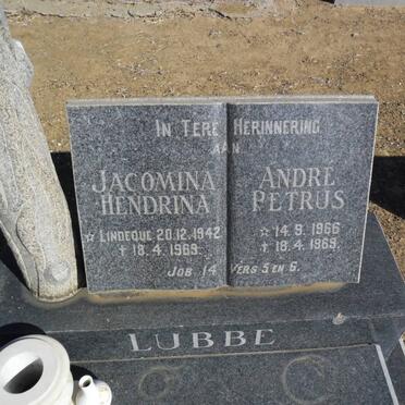 LUBBE Jacomina Hendrina nee LINDEQUE 1942-1969 :: LUBBE André Petrus 1966-1969