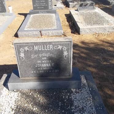 MULLER Johanna E. nee KRUGER 1901-1971