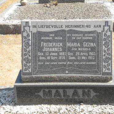 MALAN Frederick Johannes 1897-1976 &amp; Maria Gezina WESSELS 1903-1957