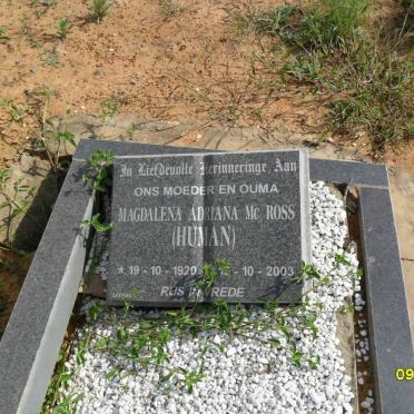 Mc ROSS Magdalena Adriana nee HUMAN 1920-2003