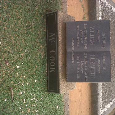 Mc COOK William 1876-1960 &amp; Elizabeth LOW 1878-1961