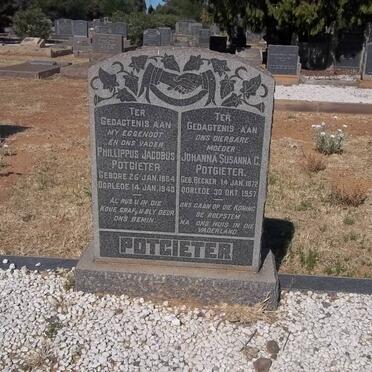POTGIETER Phillippus Jacobus 1864-1940 &amp; Johanna Susanna C. BEKKER 1872-1957