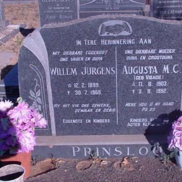 PRINSLOO Willem Jurgens 1899-1968 &amp; Augusta M.C. VISAGIE 1903-1992