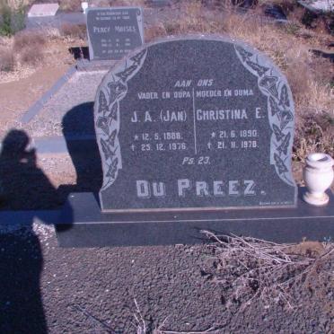 PREEZ J.A., du 1888-1976 &amp; Christina E. 1890-1978