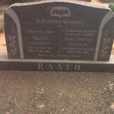 RAATH William Christoffel 1877-1963 &amp; Maria Martha Elizabeth PHEIFFER 1883-1961