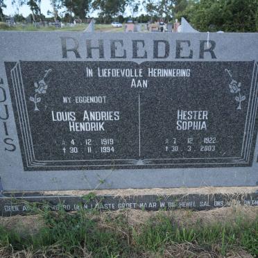 RHEEDER Louis Andries Hendrik 1919-1994 &amp; Hester Sophia 1922-2003