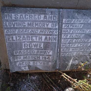 ROWE John Daniel 1859-1935 &amp; Elizabeth Ann -1945 