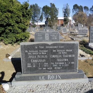 ROUX Josia Petrus Christiaan 1925-1977 &amp; Cornelia Elizabeth Alletha KLEYNHANS 1928-2013