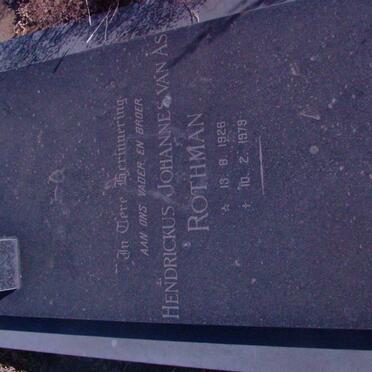 ROTHMAN Hendrickus Johannes van As 1926-1979