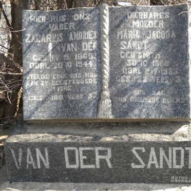 SANDT Zagarius Andries, van der 1869-1944 &amp; Maria Jacoba SMITH 1866-1953