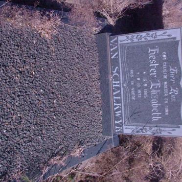 SCHALKWYK Hester Elizabeth, van 1925-1973