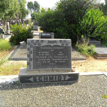 SCHMIDT Pieter W.J.N. 1899-1964 &amp; Frances M. STEYNBERG 1921-2007