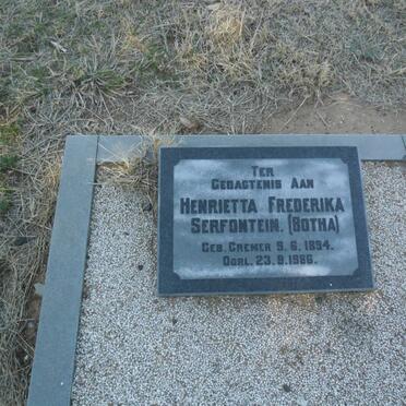 SERFONTEIN Henrietta Fredrika voorheen BOTHA nee CREMER 1894-1986