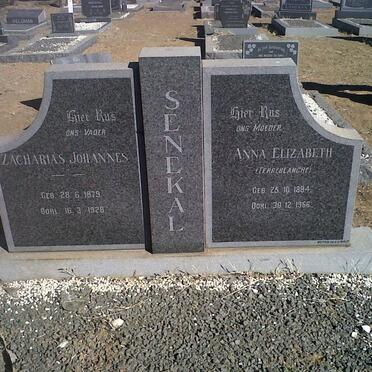 SENEKAL Zacharias Johannes 1879-1928 &amp; Anna Elizabeth TERREBLANCHE 1884-1966
