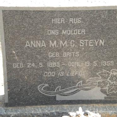 STEYN Diederik J. 1871-1960 &amp; Anna M.M.C. BRITS 1883-1959