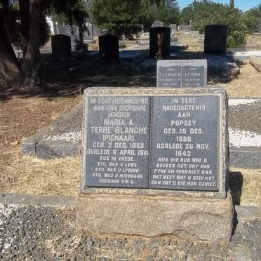 TERRE'BLANCHE Maria A. nee PIENAAR 1853-1941 :: TERRE'BLANCHE Popsey 1896-1942