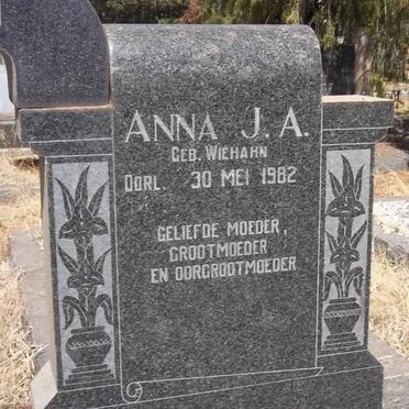 ? Johs. S. -1953 &amp; Anna J.A. WIEHANN -1982