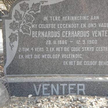 VENTER Bernardus Gerhardus 1886-1960