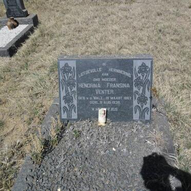 VENTER Hendrina Fransina nee V.D. WALT 1867-1938