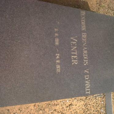 VENTER Hendrik Bernardus V.D. Walt 1910-1972