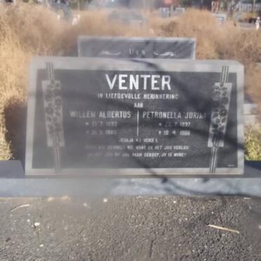 VENTER Willem Albertus 1893-1980 &amp; Petronella Jurina 1897-1980