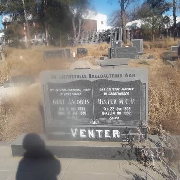 VENTER Gert Jacobus 1895-1980 &amp; Hester M.C.P. 1909-1992