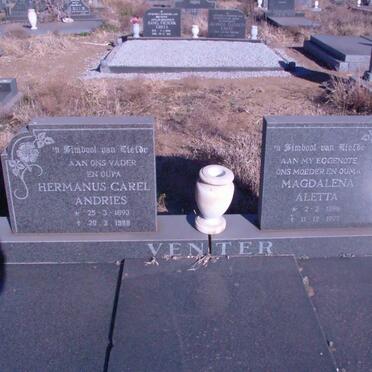 VENTER Hermanus Carel Andries 1893-1988 &amp; Magdalena Aletta 1896-1977