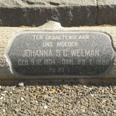 WELMAN Johanna S.C. 1904-1980