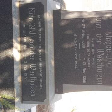 WESTHUIZEN N.J., van der 1901-1972 &amp; J.A. 1900-1966